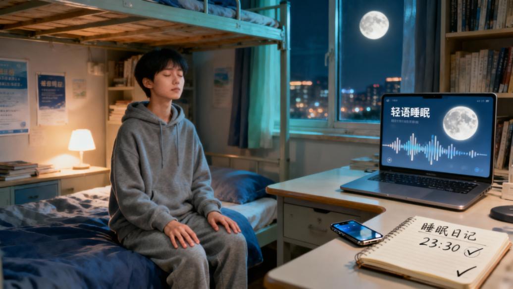 大学生失眠怎么办？「轻语睡眠」助眠音频+睡眠日记，大学宿舍也能睡个好觉
