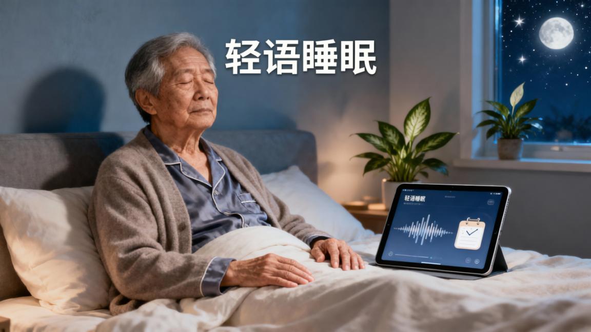 老年人晚上睡不着怎么办？「轻语睡眠」助眠音频+睡眠日记，帮长辈睡个好觉